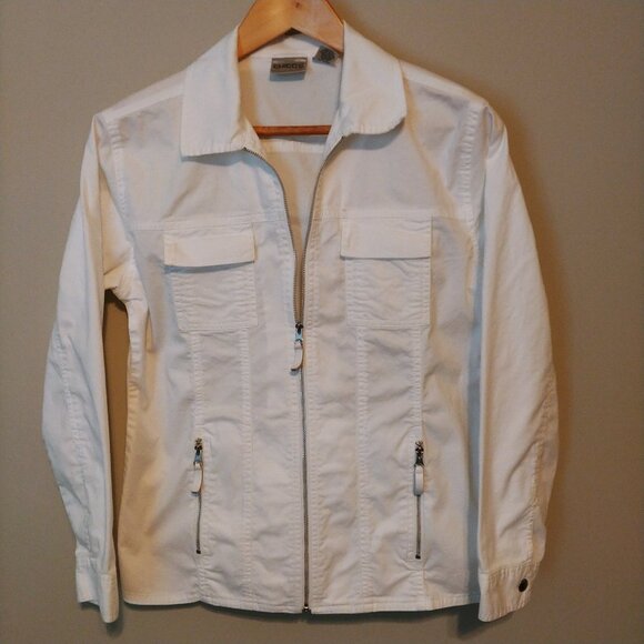 Chico's White Cotton Zippered Light Jacket - Size 0 - Picture 1 of 8